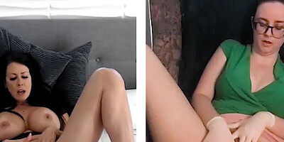 Nerdy chick is masturbating and skyping with a big ass cougar