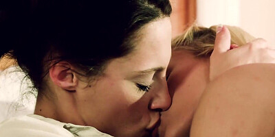 Two flashy lesbians are getting horny while reading erotic novel