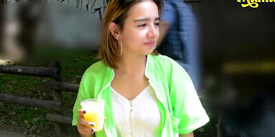 Petite girl is fingered before giving a POV cock sucking to her lover