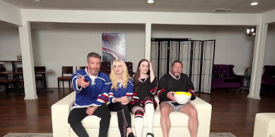 Superstitious Hockey Fan Stepdads Fuck Their Step-daughters To Help Their Team Win The NHL Finals