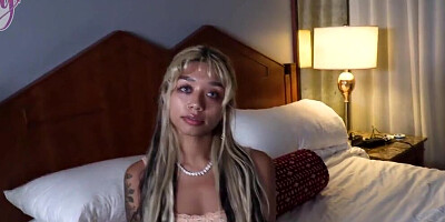 Slutty blonde bends in the bedroom and gets shagged from behind