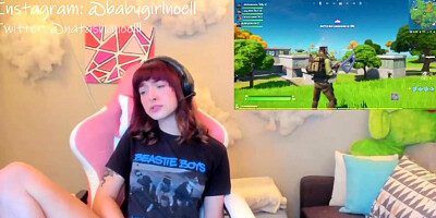 Adorable Gamer Girl Flashing Pierced Nipples