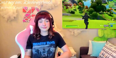 Adorable Gamer Girl Flashing Pierced Nipples