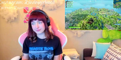 Adorable Gamer Girl Flashing Pierced Nipples