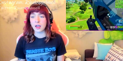 Adorable Gamer Girl Flashing Pierced Nipples