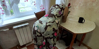 MILF with curvy ass bends over to get cock from behind