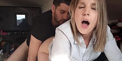 Dazzling blonde MILF bent over to be fucked doggy style