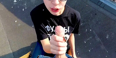 Outdoor Public Sex on the Roof of a High-rise Building - POV by MihaNika69