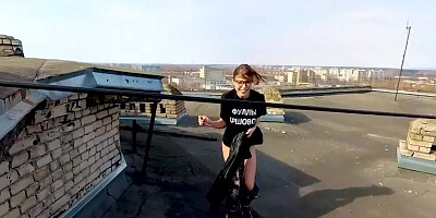 Outdoor Public Sex on the Roof of a High-rise Building - POV by MihaNika69