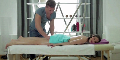 Oiled babe gets fucked by her naughty masseur after some relaxation