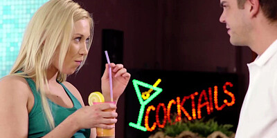 Sensual blonde teen sucks her friend's big cock and fucks him passionately