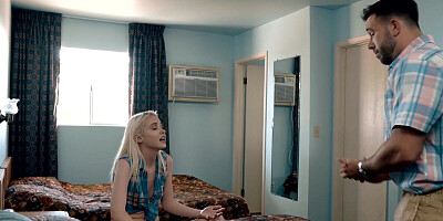 Stepdad is punishing his blonde daughter with spanking and hardcore banging