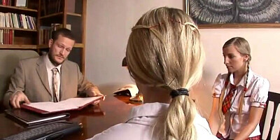 Bribing the principal with their young pussies