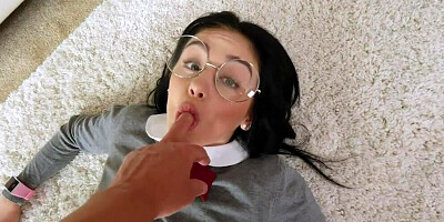 Nerdy & hairy stepsister sucks for solitaire laptop