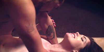 Brunette darling Evelyn Claire makes sensual love to a handsome hunk