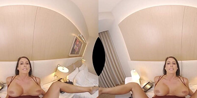 Busty babe is riding a lucky fellow's cock in a VR