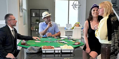 Brunette Teen Fucked by her Step Grandpa's Poker Friends