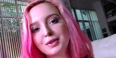 Pink-haired doll is teasing you and slowly revealing private parts
