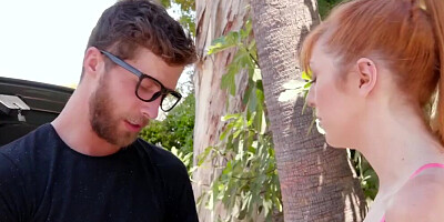 Spicy hot redhead Lauren Phillips gets her amazing natural rack fucked