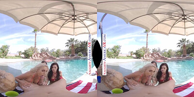 Naughty America VR - Pool Party Turns into Hot Foursome on Memorial Day