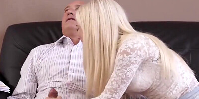 DADDY4K. Adorable lassie gives blowjob to old man and expects fucking