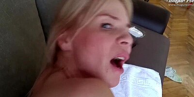 Blonde mom gets buttfucked and creampied by her horny stepson