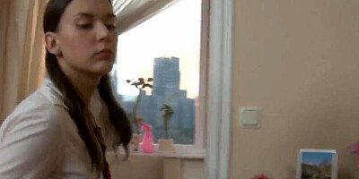 Petite schoolgirl is fucked in the ass by a stepbrother