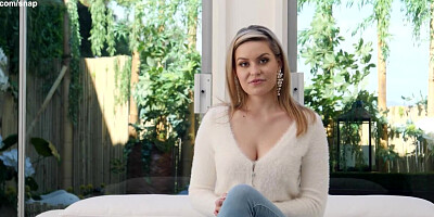 Busty blonde strips naked fucks at the audition