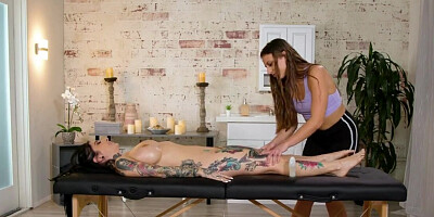 Gia Derza is massaging and fingering Joanna Angel