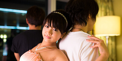 Japanese girl Iku Sakuragi is fucked by two horny fellows