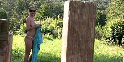 Masturbating in the fields while a grandpa is watching