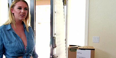 Beautiful Blonde with BIG NATURAL TITS Fucks Her New Neighbor