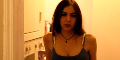 Amateur sex session that ends with a girl taking his boyfriend's cum on her face