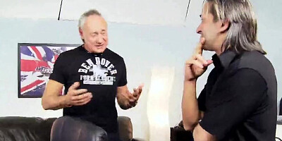 Mature men fucking a busty blond bimbo in a threesome