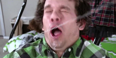 Busty college gal is covered in essential oil while getting nailed by the stud