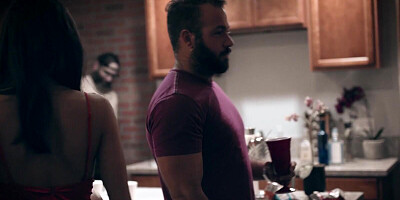 Horny young MILF is in a trance-like state during sexual intercourse with a bearded man
