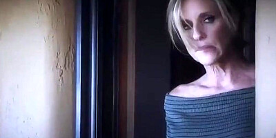 Sexy blonde MILF gives a sensual blowjob and rides cock