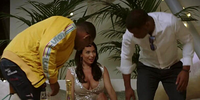 Slutty girl Anissa Kate takes two big cocks on a sunny day