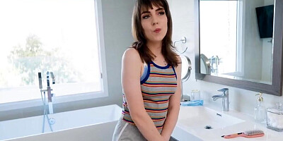Brunette Babe Blows Her Stepdad When Caught Stripping