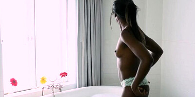 Two lovely ebony babes are enjoying in their hot lesbian scene