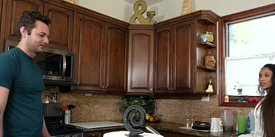 Brad Sterling fucks his petite stepdaughter Cali Lee in the kitchen