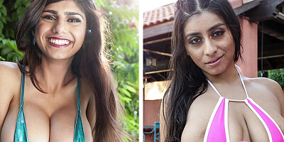 Two alluring busty babes battling who is better at receiving stiff cocks