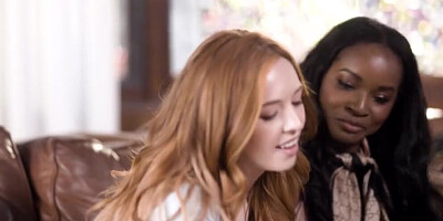Ebony and white girls in a steamy lesbian sex video