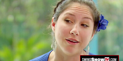 Slutty swinger wifes are sharing a big cock during a softcore blowjob at a messy orgy.