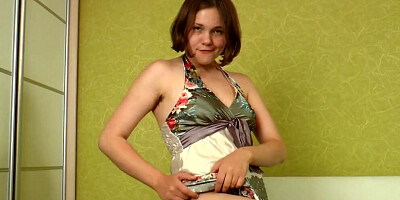 Luscious hairy pussy babe Clarissa strips and masturbates to orgasm