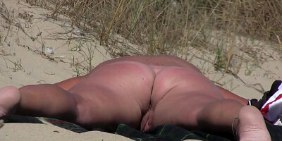 SPY BEACH - Amateur NUDIST Voyeur Fat MILF Close-Up Video