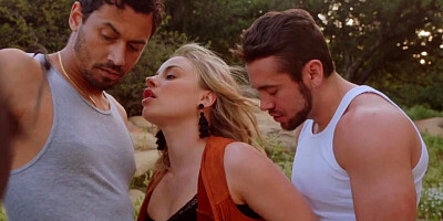 Deeper. Naughty cowgirl Anna Claire devours two hard cocks