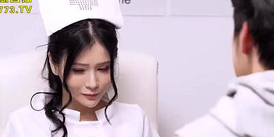 Sexy Asian nurse with big natural tits and big butts teasing her big dick customer to fuck her wet pussy