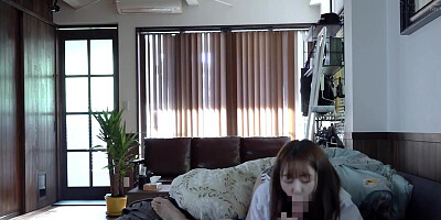 Japanese couple is having sweaty morning sex at their apartment