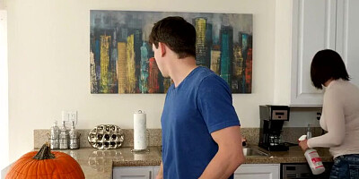 Stepbrother is banging his perverted stepsister in front of her mom